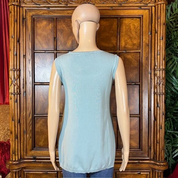 Marla Wynne Blue Side Ribbed Side Slit Sweater Tank - Picture 4 of 13